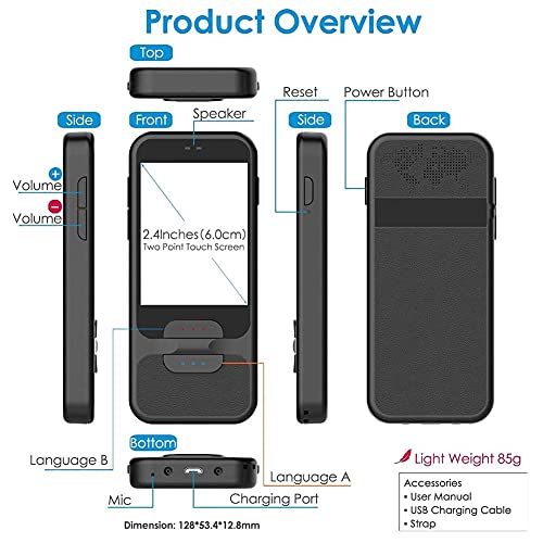 Dispositivo tradutor de idioma, intérprete de voz bidirecional portátil, suporta tradução de voz de
