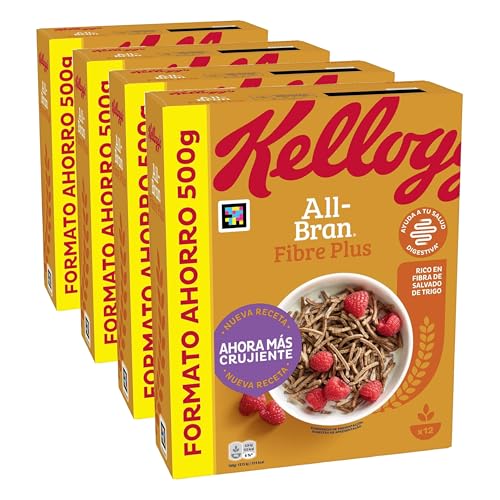 Kellogg's All Bran Fibre Plus 500g (Paquete de 4)