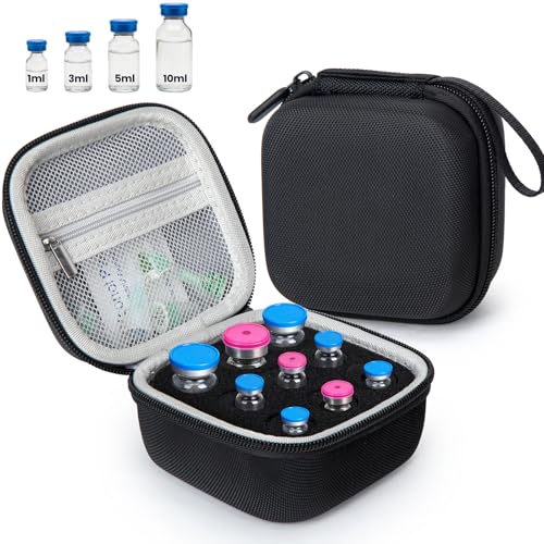 YOUSHARES Peptide Case - 9 Slots Vials Insulin Fridge Holder Storage Case Sturdy Peptide Storage Case for Fridge Travel for 1ml 3ml 5ml 10ml Vials Vial Protector for GLP-1 Bac Water Organized