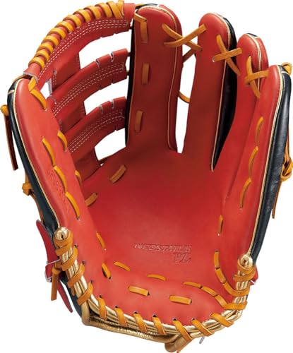 ゼット(ZETT) 軟式野球 グラブ (グローブ) ネオステイタスVL 外野手用 レッド/ブラック 右投用 BRGB31237 2枚目