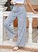 EVALESS Wide Leg Sweatpants Women Casual Loose Fit Fashion 2024 Trendy Summer Fall Ribbed Sweat Pants with Pockets Blue and White Pinstripe Medium