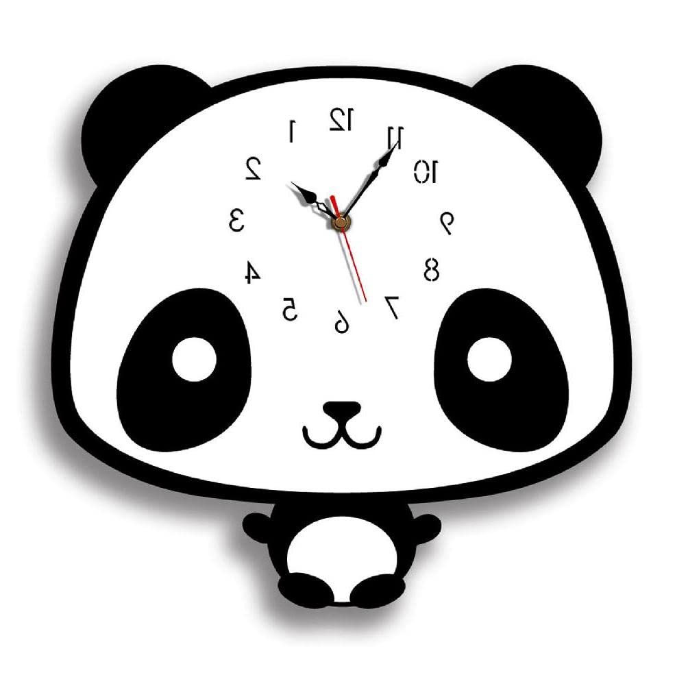 Horloge murale pour salon et chambre motif panda Morain style scandinave acrylique