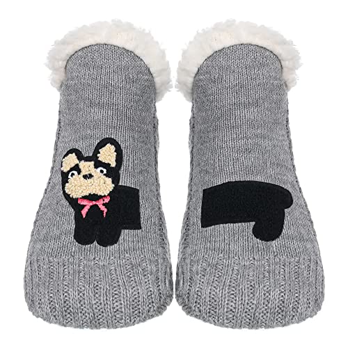 Image of ZYZX Cute Dog Slipper Socks for Women with Grips,Fuzzy Socks Indoor