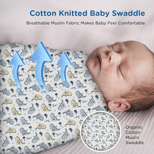 Image of Mee Mee Cotton Muslin Swaddle Wraps - Pack of 3, 100x120 cm | Gentle, Skin-Friendly & Lightweight | Baby Blanket, Nursing & Stroller Cover for Newborns