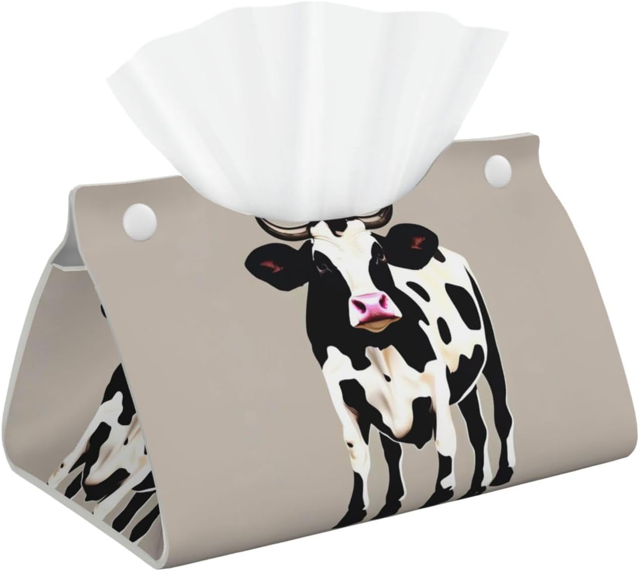 Cow Black spot Tissue Box Cover Rectangle, Modern PU Leather Tissue Holder for Bathroom, Decorative Stylish Wipes Dispenser Paper Cover Case Napkin Holder for Home Decor