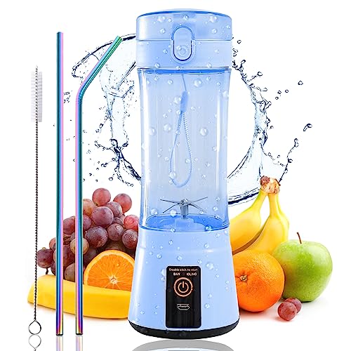 13.5oz Portable Blender for Smoothies, Shakes, and Juices - USB Rechargeable Mini Blender Cup With Protection Design for Home, Office, Outdoors - Multi-purpose BM1-B1