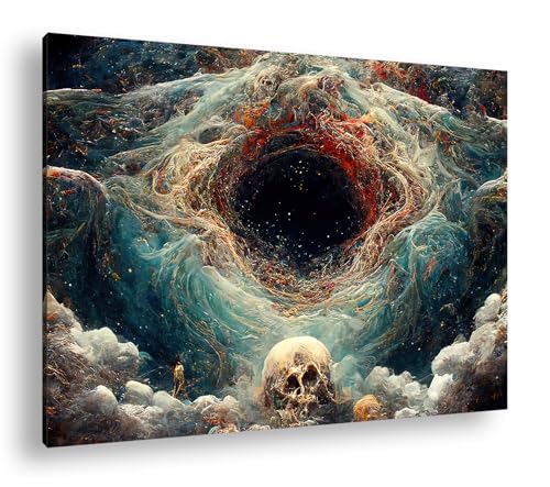 Tableau mural crâne deyoli 90x60 cm impression sur toile moderne avec cadre en bois pour salon