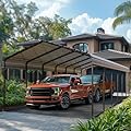 PHI VILLA 12'x30'x8.5 'Metal Carport for 2 Cars, Heavy Duty Car Ports for Heavy Snow, Reinforced Frame, Tall Metal Car Ports for Bass Boats, Full-Sized Pickup Trucks, and Tractors