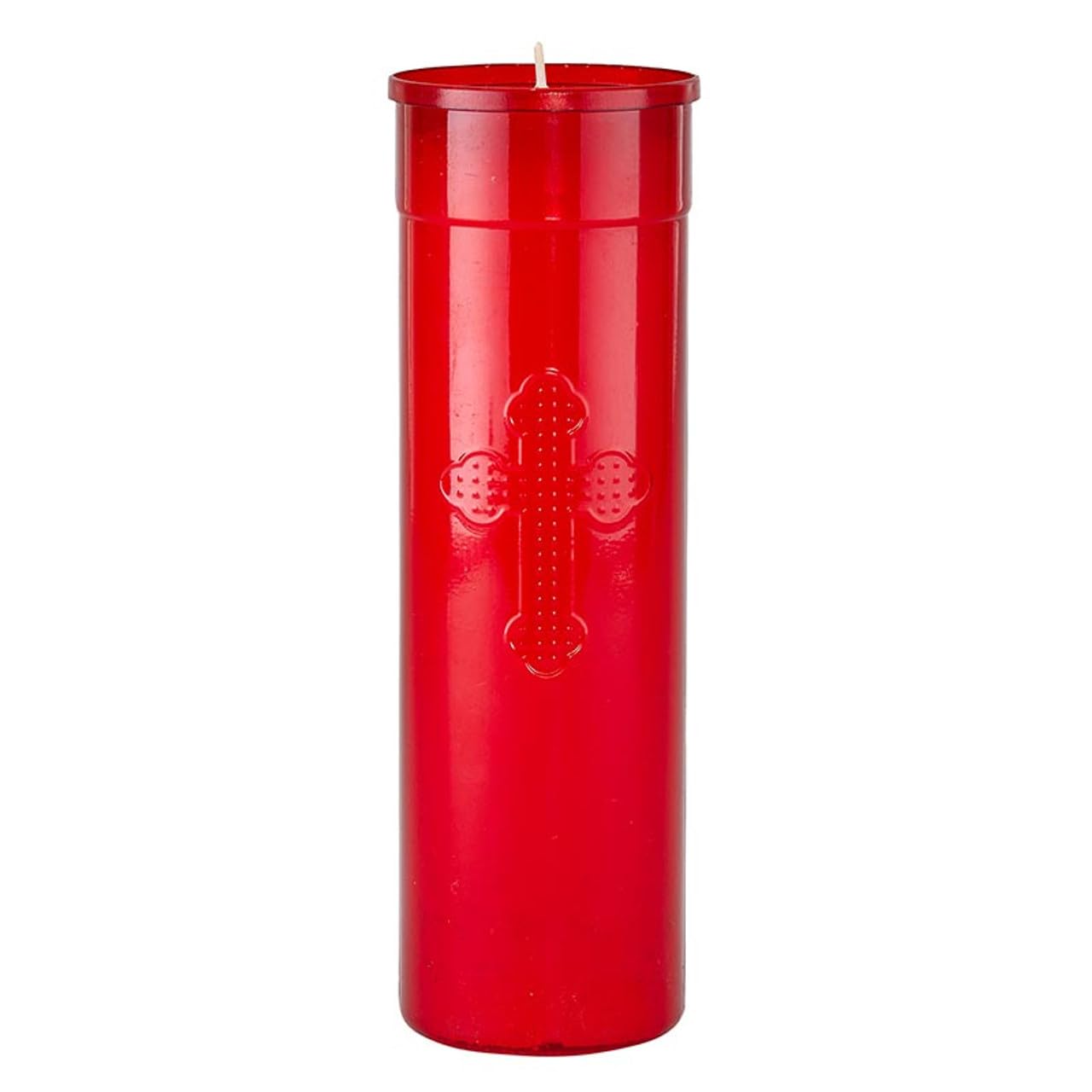 Trinity Church Supply Offerlight 7 Day Red Flame Retardant Plastic Unscent Long Hours Lasting Candle for Baptism First Communion Decoration, Pack of 24