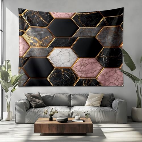 Tapices de Pared Decoración Casa 230x180cm Patchwork de MáRmol GeoméTrico Tapices Decorativo Pared para Dormitorio Salon, Multicolor Tapiz Multiusos Ideal para Picnic, Manteles, Lavable