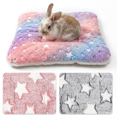 3Pack Guinea Pig Bed Mat, 30x25cm Washable Warm Small Animal Plush Bedding, Soft Guinea Pig Blankets, Star Pattern Hamster Pet Plush Mat for Rabbit Chinchilla Hedgehog