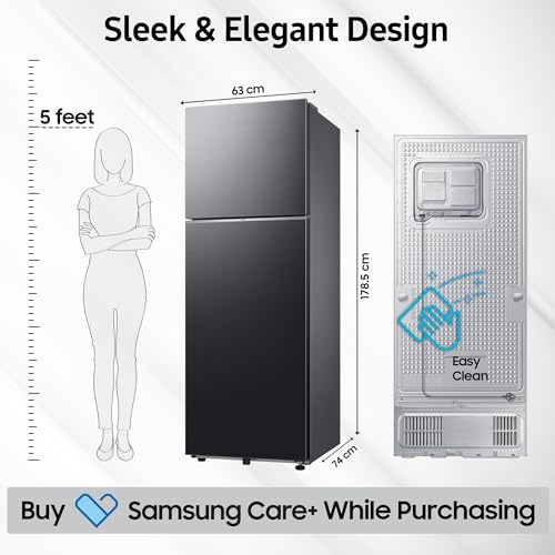 Image of Samsung 350 L, 3 Star, Convertible 5-in-1, Digital Inverter, Frost Free Double Door, WiFi Bespoke AI Refrigerator (RT38HG5A23BXHL, Luxe Black, 2026 Model)