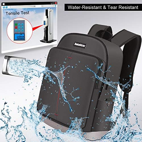 Bekahizar Travel Laptop Backpack 15.6 inch Lightweight Computer Rucksack with USB Charging Headphone Port, Large College Student School Bag Casual Backpack Work Daypack for Unisex Men Women (Black)