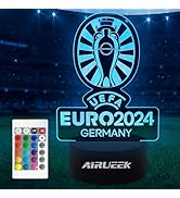 AIRUEEK EURO2024 Lampe, FC24 Fußball-Lampe 3D, 16 Farben der Beleuchtung und Fernbedienung, Gesch...
