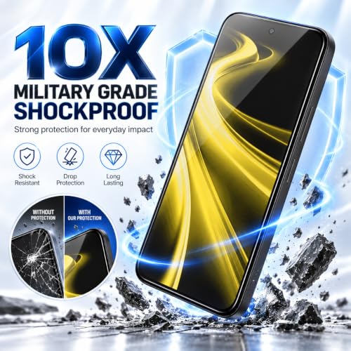 Image of ArmourPro Military-Grade Tempered Glass for Poco X8 Power - 9H Anti Scratch, Edge-to-Edge Coverage, HD Clarity, Smooth Touch, Case Friendly, Easy Installation Kit with Cable Protector