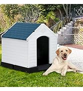 39 inch Large Dog House Insulated Plastic Kennel Waterproof Pet House for Large Dogs Indoor Outdo...