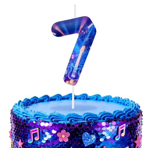Image of Blue Number 7 Birthday Candles, Cartoon Themed Cake Toppers for Boys Girls Cake Decorations, Birthday Decorations Party Supplies, Number Candles for Party Decor