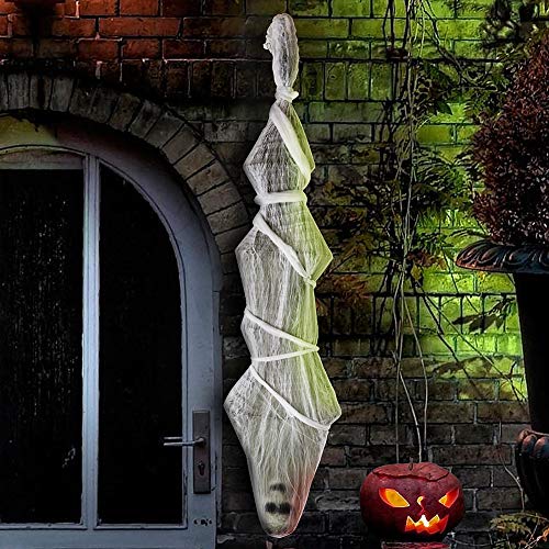 Sler Halloween Decorations Hanging Cocoon Corpse Halloween Props Decoration Scary Decor with Spider Web for Outdoor Indoor Party