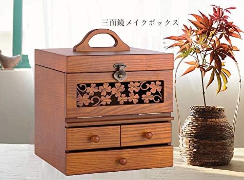 在庫処分 コスメボックス メイクボックス 三面鏡 四葉のクローバーデザイン 化粧道具入れ ドレッサー 鏡台 Www Petromindo Com