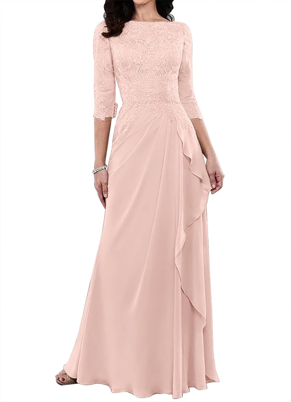 Mother of The Bride Dresses for Women 3 4 SleeveLace Applique Ruffles Evening Formal Dresses 2026 MIS051