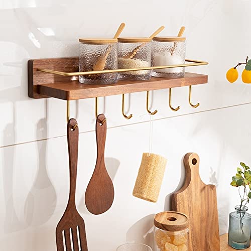 Rangement multifonctionnel étagère de douche d'angle bois et crochets