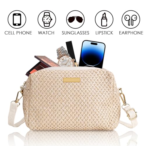 Straw Crossbody Bags for Women, Woven Shoulder Bags, Cell Phone Sling Bag Wallet Purses for Travel4