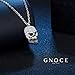 GNOCE Skull Pendant Necklace 925 Sterling Silver Y- Necklace With Stones Gift for Mens Women