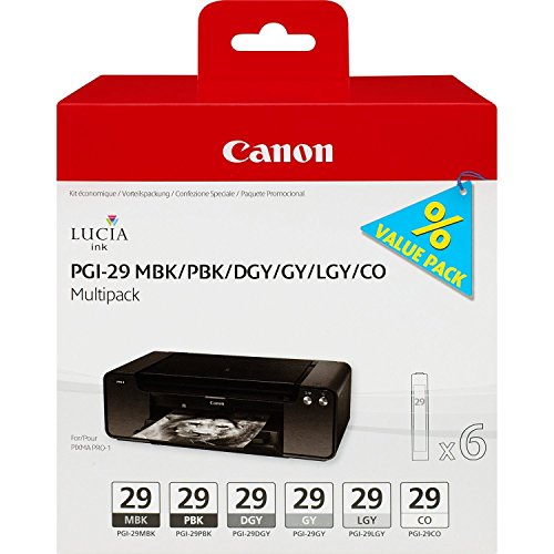 Cartouches Canon PGI-29 Multipack Noire et Gris pour imprimante Pixma Pro