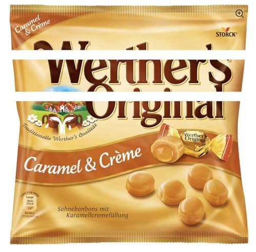 Caramel et Crème - 1 sac - Bonbons au caramel enrobés du caramel et du crème - 225g - Bonbons Allemagne compatible avec Werther's Original