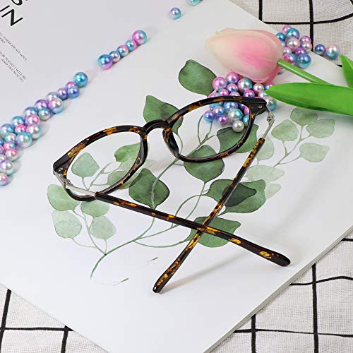 Image of VisionGlobal Blue Light Blocking Glasses for Women /Men, Anti Eyestrain, Computer Reading, TV Glasses, Stylish Oval Frame, Anti UV, Anti Glare(Tortoise,0.50 Magnification)