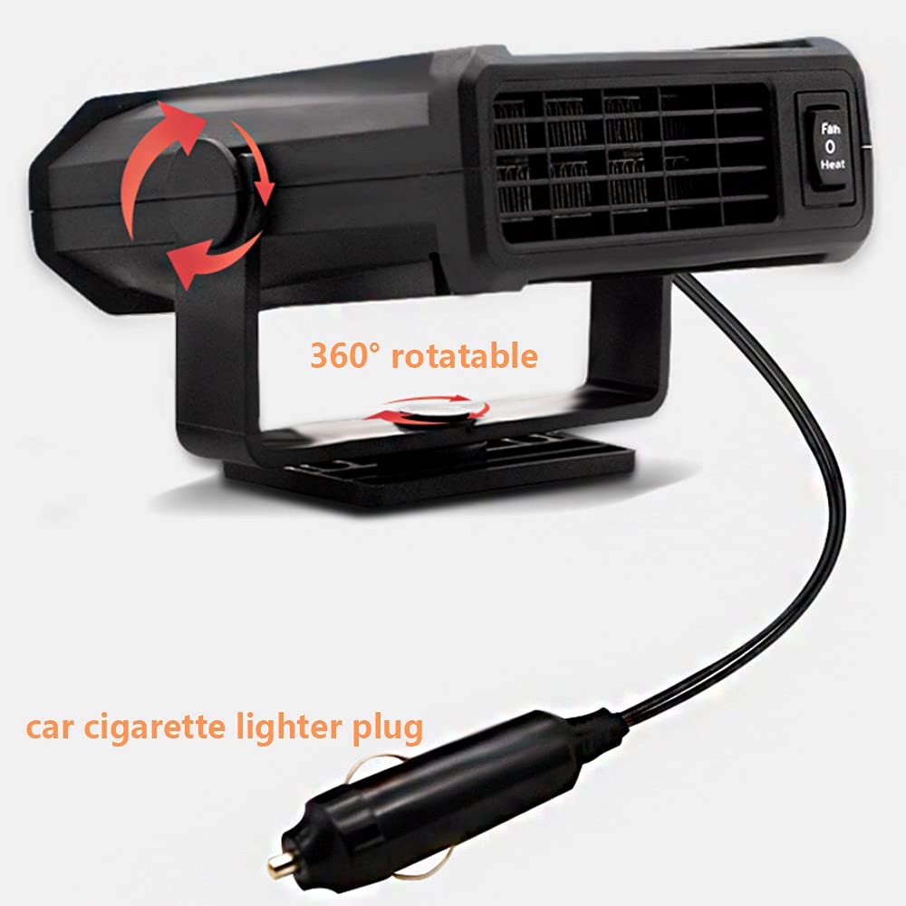 Riloer 12V 150W Car Heater Fan Portable Windshield Defroster Demister Electric Heating Cooling Fan 360° rotatable