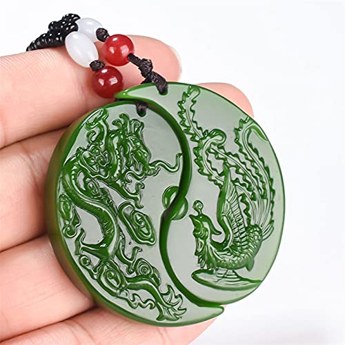 YZDKJ Chinois Vert Jade Dragon Phoenix Jade Pendentif Bijoux Chanceux amulette d'amulette Jade Jade pendentifs Jade Beau Bijoux (Gem Color : Dragon Phoenix)