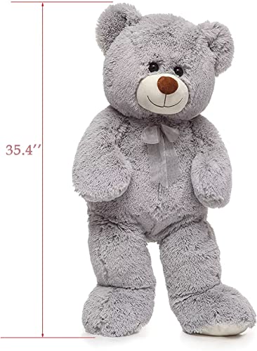 Morismos Giant Teddy Bear Stuffed Animal-35.4'' Big Teddy Bear, Soft Large Teddy Bear Plush Toy, Grey Stuffed Teddy Bear, Big Stuffed Animal For Girl Boy Girlfriend Valentine's Christmas Birthday,Gray #TOP4