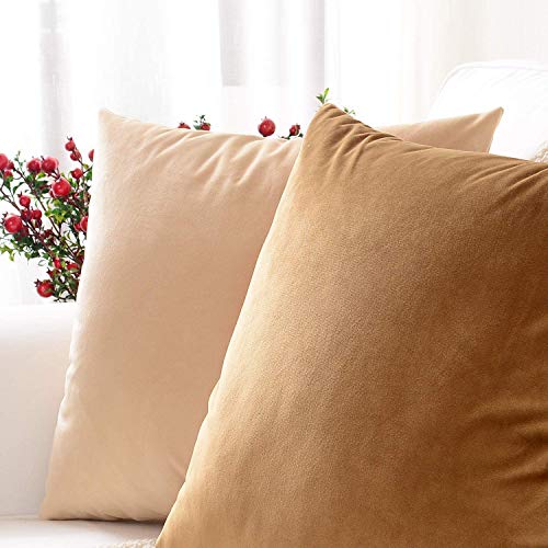 Image of Modern Homes (Pack of 2) Velvet Cushion Covers Plain Sofa Cushion Covers Pillow Covers for Living Room and Bedroom (16x16 inches, Brown)