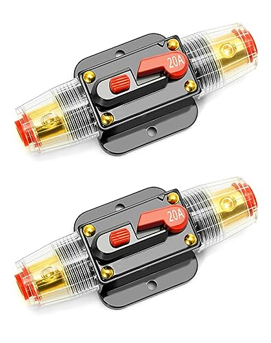QWORK® 2 pezzi 20A interruttore di circuito, portafusibile automatico Ripristina fusibile Inverter per protezione audio dell’auto