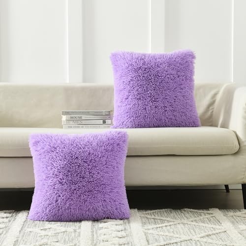 Image of Faux Fur Throw Pillow Covers for Couch Decorative Pillows 18x18 Inch
