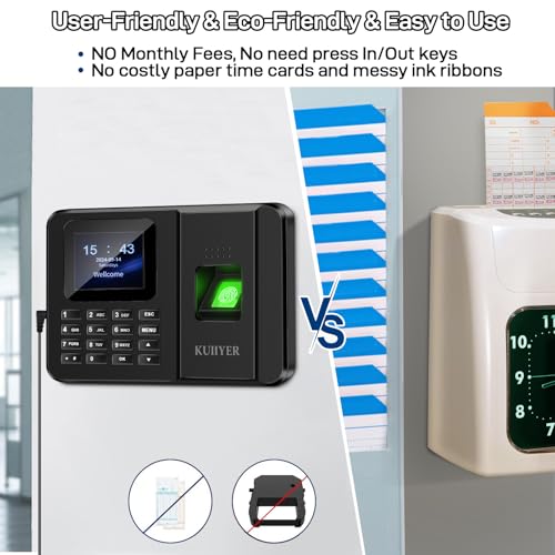 image for KUIIYER 2 in 1 Time Clocks for Employees Small Business (Fingerprint +