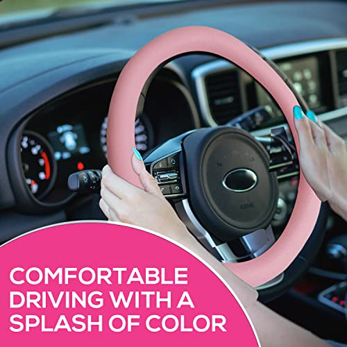 Hope Spring Pink Steering Wheel Cover – Silicone Steering Wheel Cover Women – 15-Inch Cute Steering Wheel Cover – Soft Silicone Protective Wheel Cover With Leather Texture – Universal Fit #TOP2