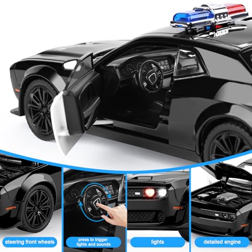 Auto de policía de juguete metálico para niños 3-12 miniatura 5