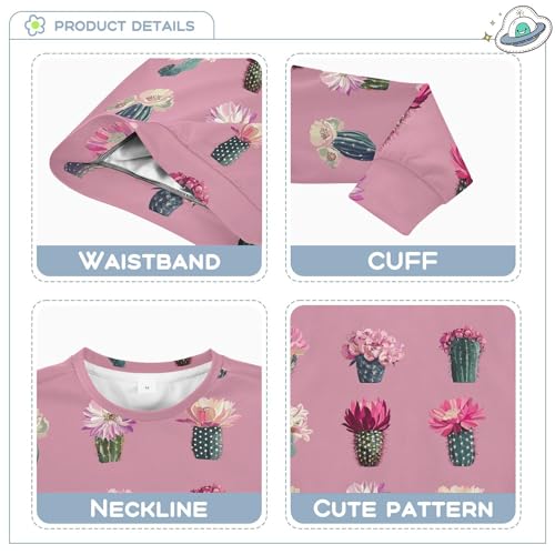 JUNZAN Retro Cactus Blush Kids Boys Hooded Sweatshirt Crewneck Boys Sweat Shirt Party 4T3