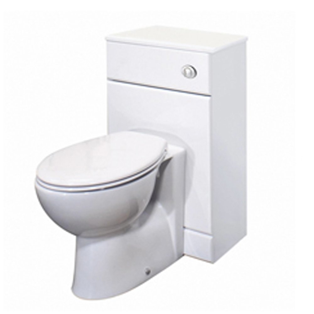 Veebath High Gloss White Linx Btw Back To Wall Wc Toilet Bathroom Furniture Concealed Cistern Cabinet Unit - 500 X 300Mm