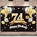 PAKBOOM Happy 74th Birthday Banner Backdrop - 74 Birthday Party Decorations Supplies for Men - Black Gold 4 x 6ft