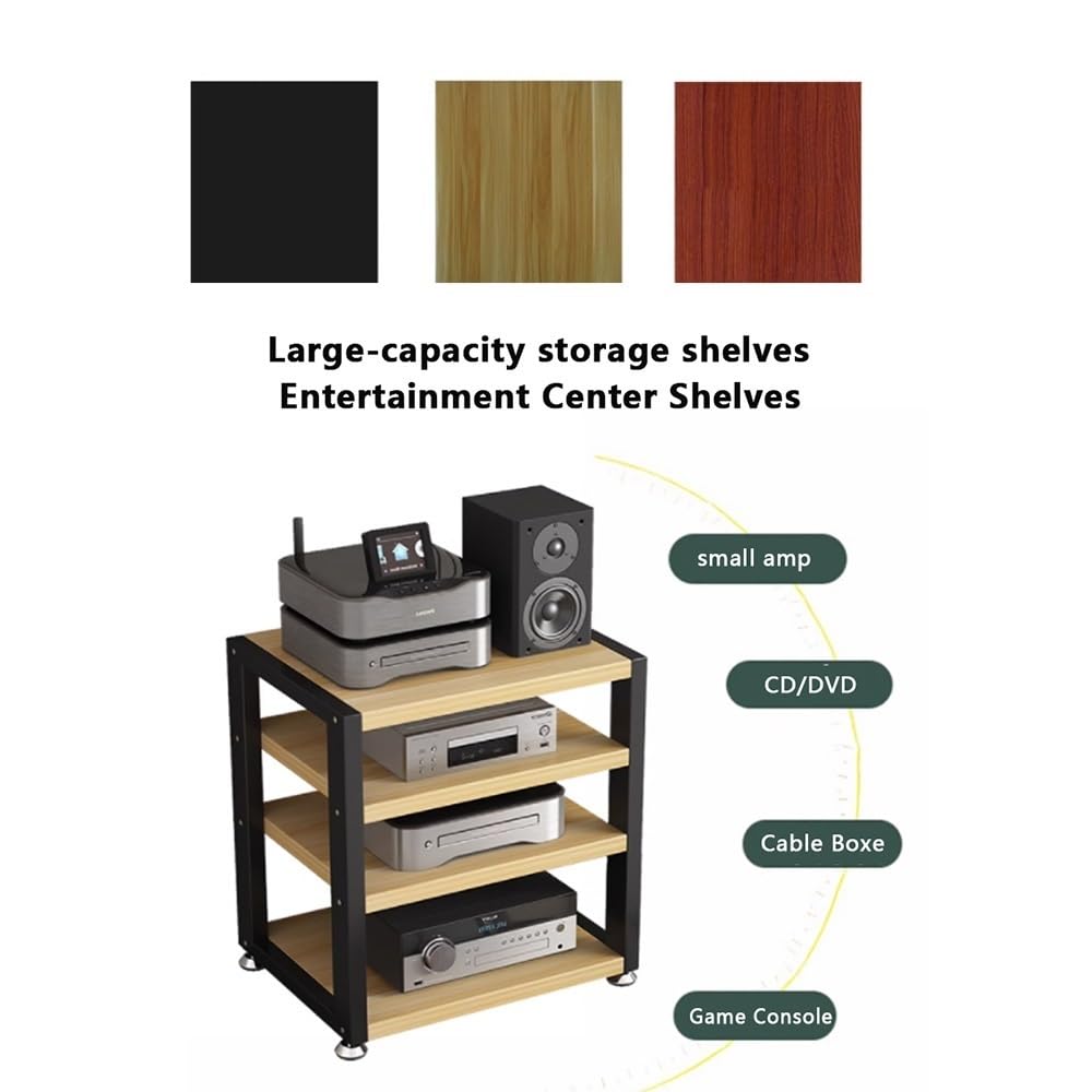 AV-MA - Supporto a 4 ripiani, in legno di noce, supporto per cuffie HiFi, amplificatore e lettore CD, soluzione di archiviazione compatta (L40 cm) per audiofili
