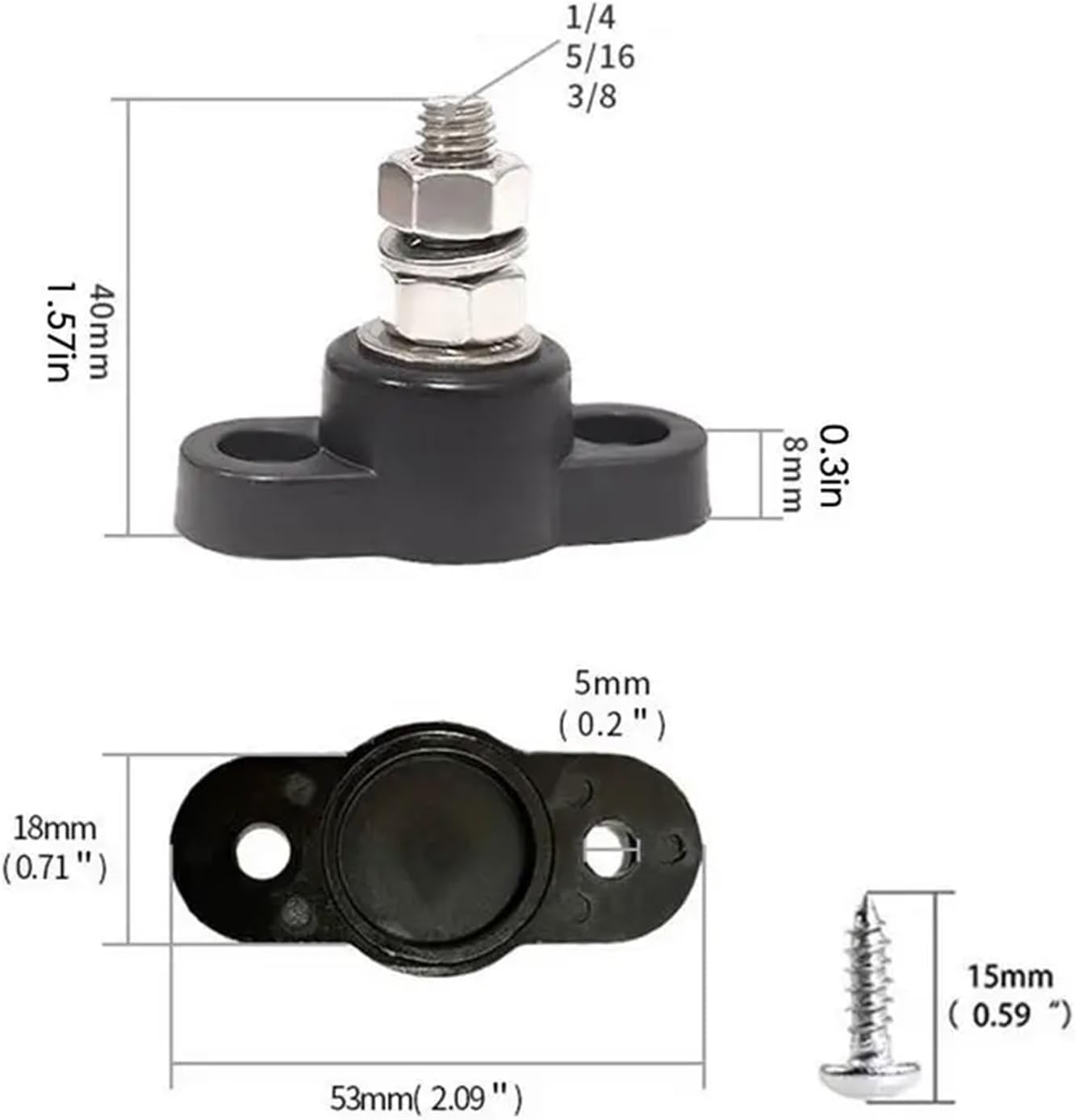 Power Distribution Block Posts Battery Junction 10 Pair Battery Junction Posts Single Stud for Car Mounting Screws for Auto Boat Marine Solar(3 or 8)
