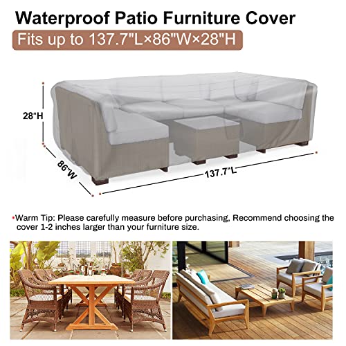 Image of Mrrihand Outdoor Patio Furniture Covers Waterproof 137.7 inchLx86 inchWx28 inchH Black