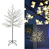 Ikodm Kirschblütenbaum mit 200 LED, 180cm Lichterbaum für Indoor Outdoor, 8 Verschiedene Lichtmodi, Warmweiß, Weihnachten Beleuchtung Leuchtbaum