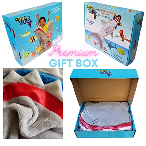 Shark Tail Animal Blanket for Boys. Soft Plush Shark Sleeping Bag Blanket for Kids with Gift Box. Blankie Fun Fin Gray… - Image 5