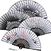 Zonon Handheld Floral Folding Fans Hand Held Fans Silk Bamboo Fans with Tassel Women's Hollowed Bamboo Hand Holding Fans for Women and Men (2 Gray, 2 Black)