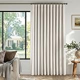 INOVADAY Thermal Sliding Door Curtains 100% Blackout Curtains for Bedroom, Sliding Glass Door Drapes Extra Wide for Patio Linen Textured Farmhouse Window Treatment, Beige, 1 Panel, W100xL84