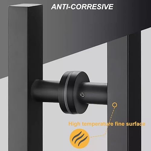 Miniatura 7 de Manija de puerta de granero, 18 pulgadas cuadrada en forma de H de doble lado, puerta de madera de doble uso, puerta de madera de vidrio de doble